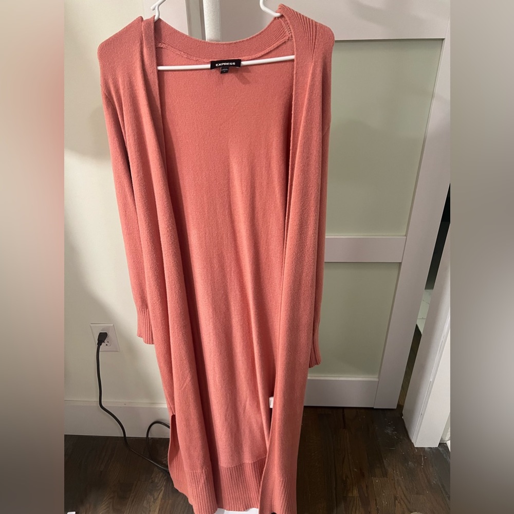 Salmon colored duster cardigan